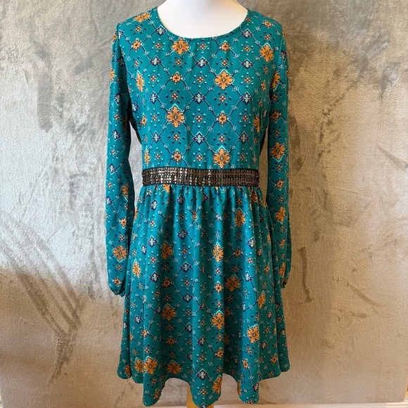 Alya Teal and Purple Elegant Dress - Picture 1 of 7